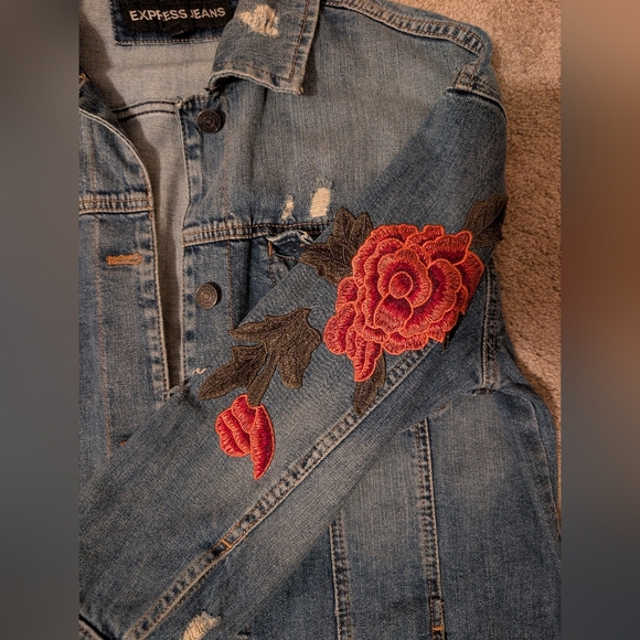 Express Blue Denim Jacket with Red Embroidery - Picture 2 of 6
